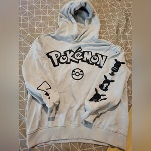 Pokemon White Hoodie with Black Graphics